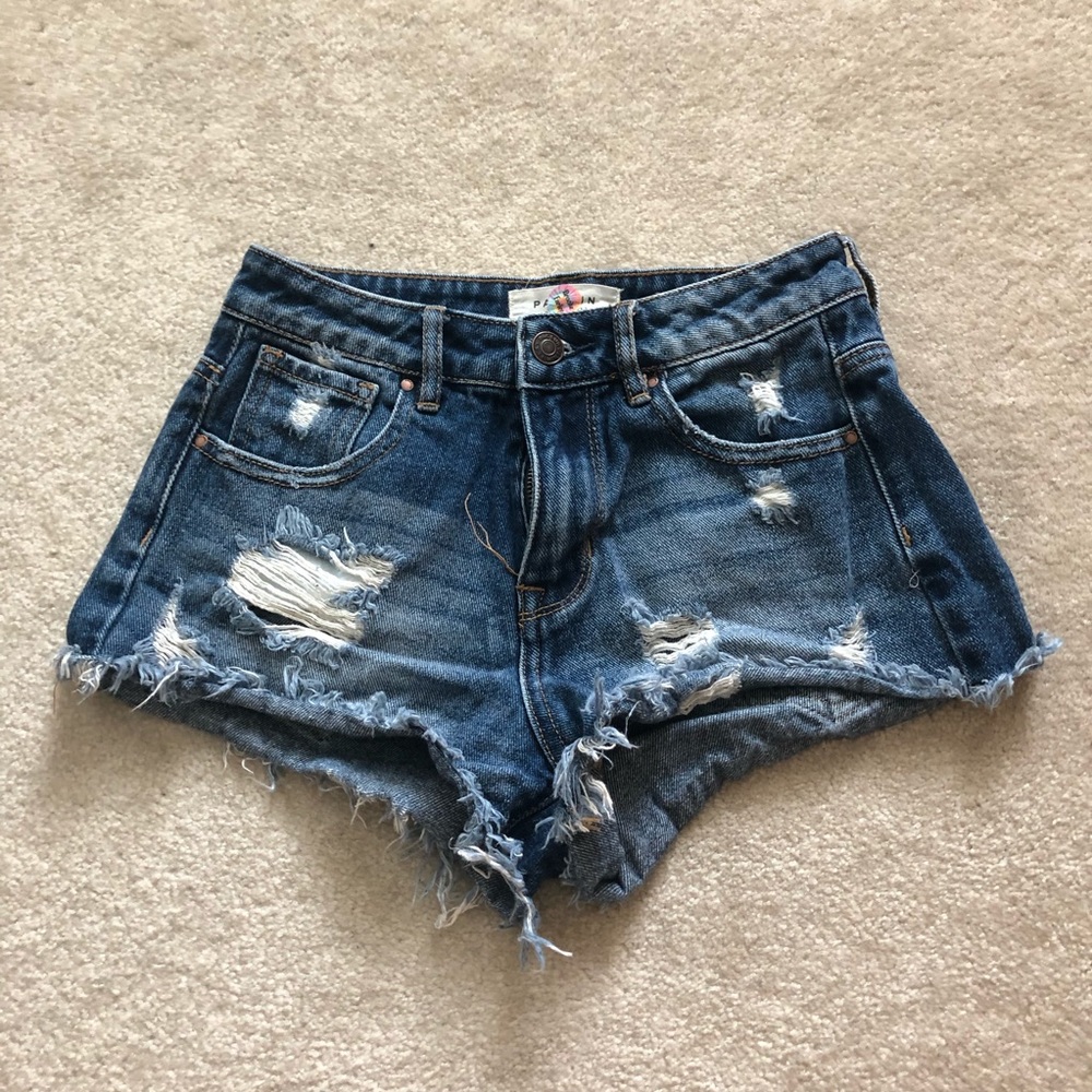 high rise denim shorts